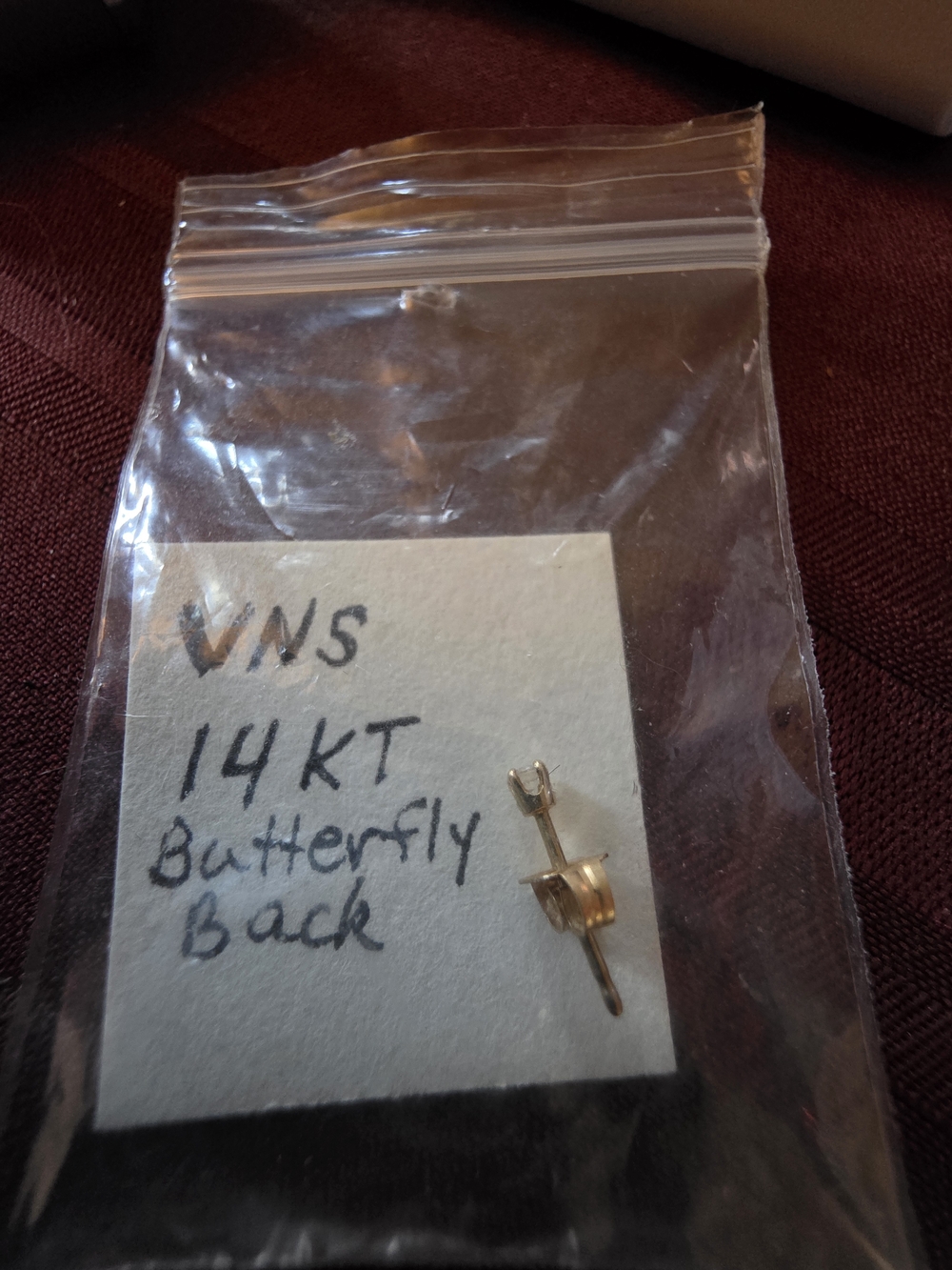 14K Yellow Gold Diamond Butterfly Earring Back (Single)
